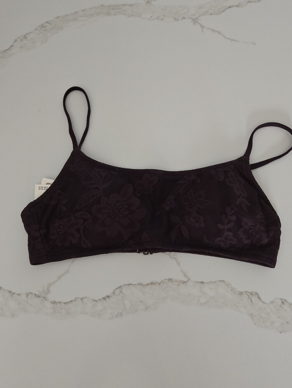NWT aerie Floral Lace Bikini Top - Plum